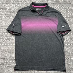 Houston Texans Nike Golf Dri-fit Polo Shirt Mens Large Gray Pink Stripe NFL